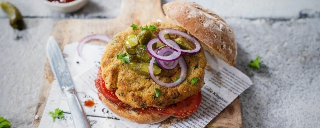 hamburguesa vegana de garbanzos